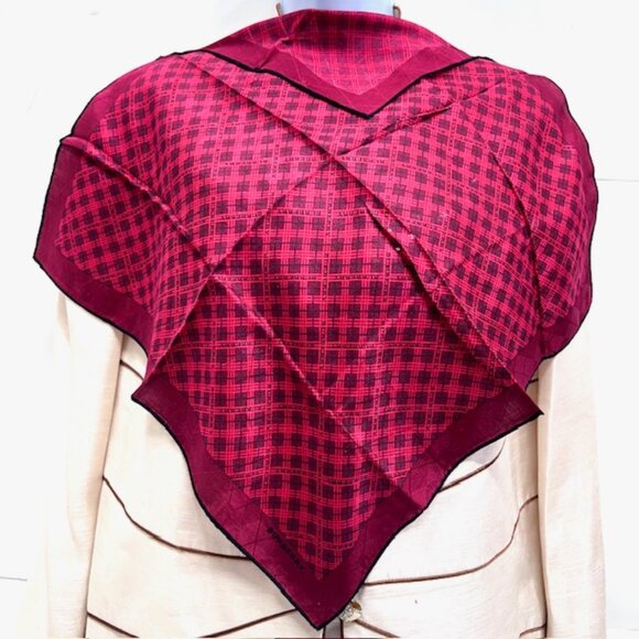 Burberry Other - Unused Burberry Men / women Handkerchief 19" cotton burgendy black check logo(88